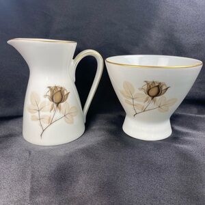 Vintage Rosenthal "Shadow Rose" Porcelain Creamer and Sugar Bowl Set
